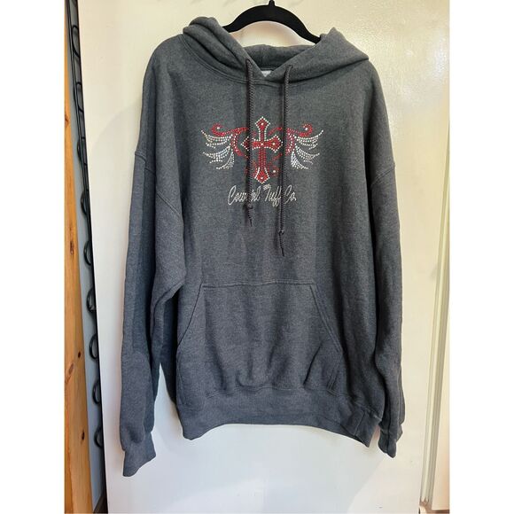 Cowgirl Tuff Co Grey Hoodie On A Gildan Sweatshirt Woman’s Size Large - Picture 1 of 13